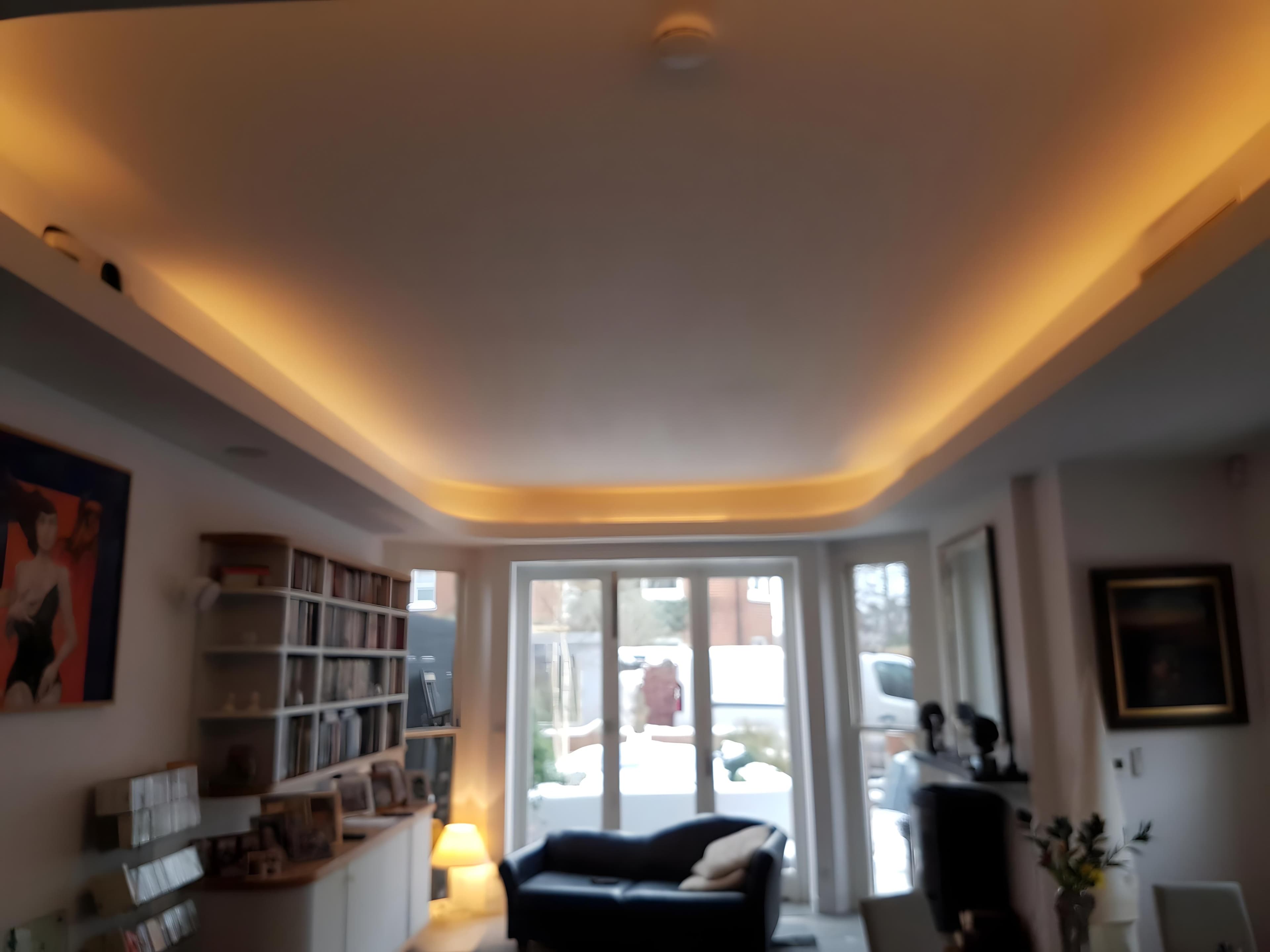 Cove lighting in the principal living room