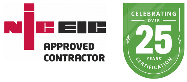 NICEIC Approved Contractor — celebrating over 25 years' certification